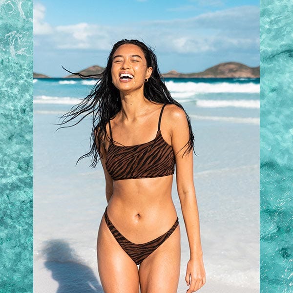 Crystal Ngo wearing the Sun Tribe texture bikini