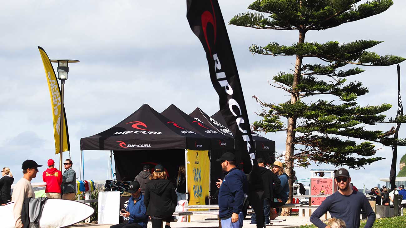 Rip Curl GromSearch tents set up in Newcastle