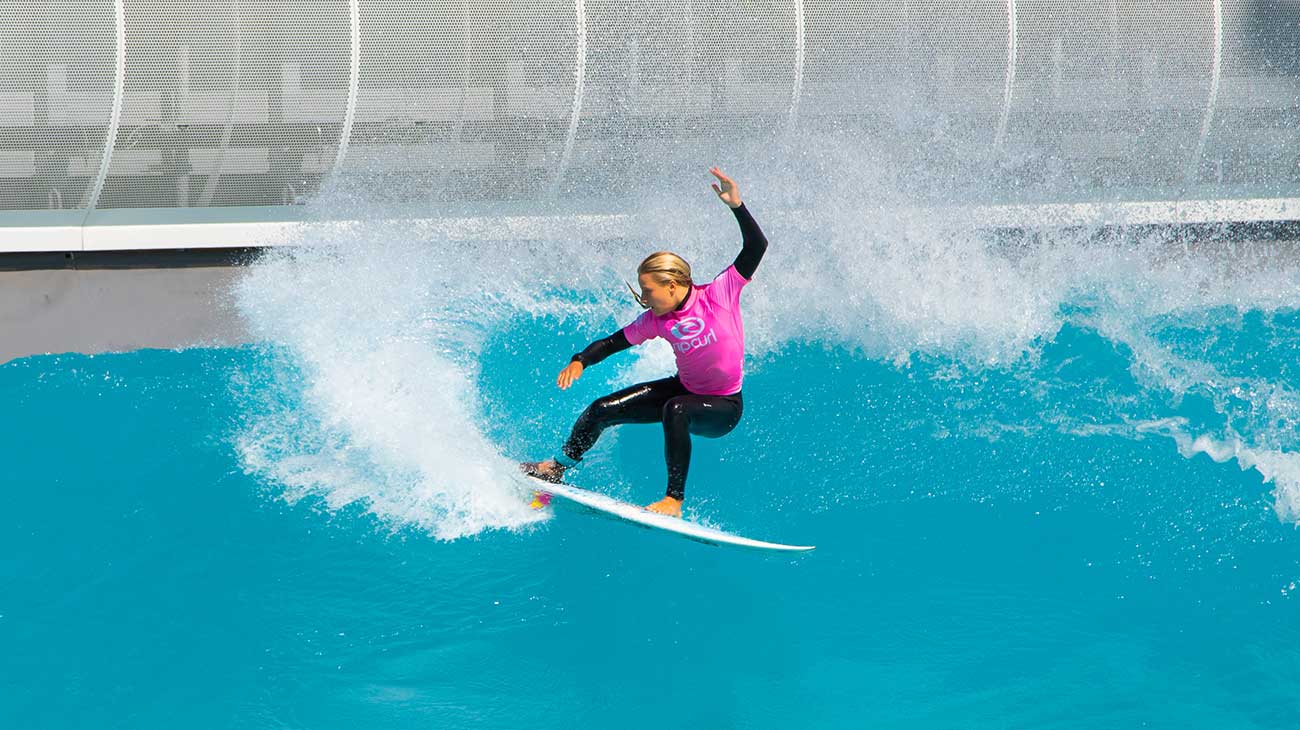 GromSearch competitor surfing at Urbn Surf, Melbourne