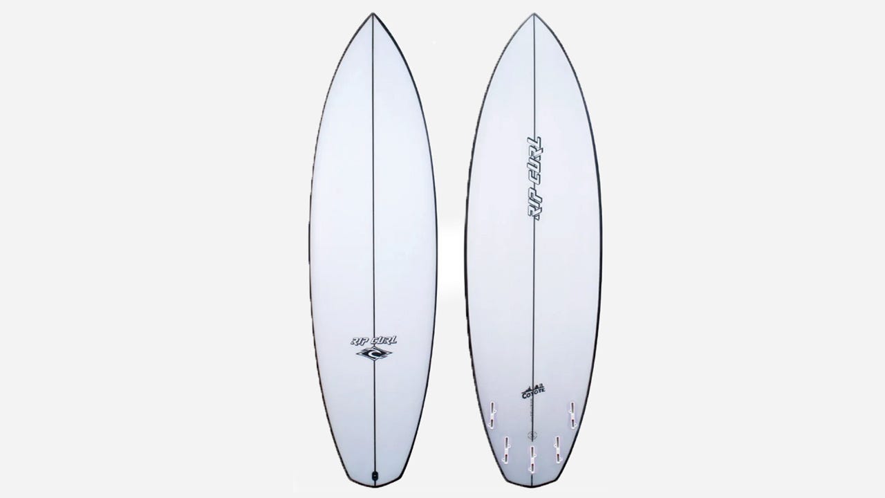 Rip Curl Surfboards "Coyote" in white and black trim.