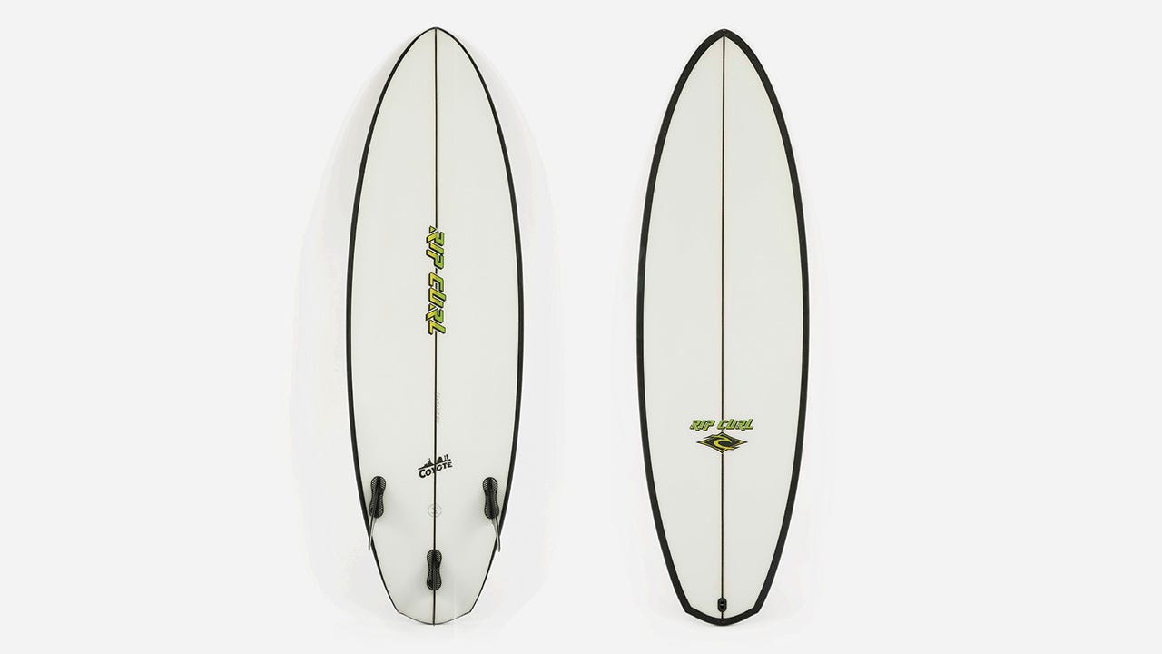 Rip Curl Surfboards "Grom Coyote" in white and green.